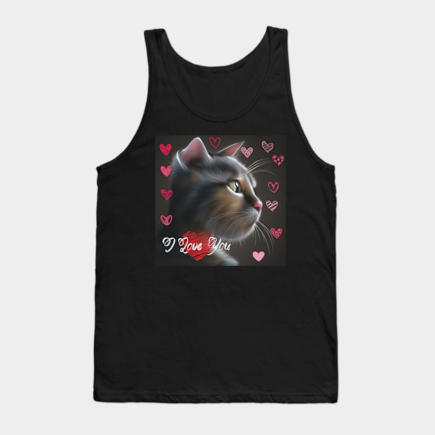 I LOVE YOU, cute ca Tank Top by kokonft